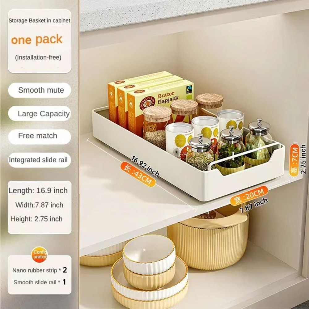 PullOut Kitchen Cabinet Organizer Sliding Storage Drawer Rack With Rails 8