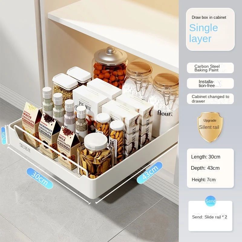 PullOut Kitchen Cabinet Organizer Sliding Storage Drawer Rack With Rails 9
