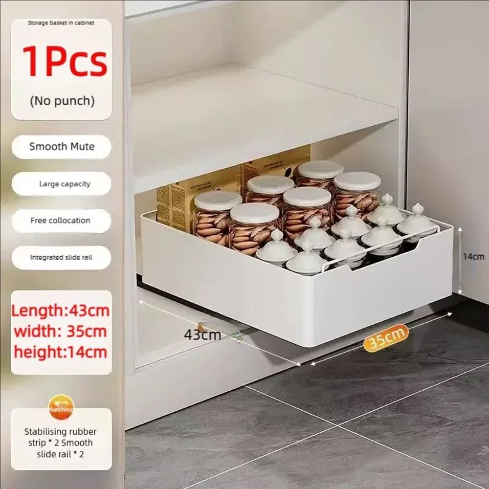 PullOut Kitchen Cabinet Organizer Sliding Storage Drawer Rack With Rails 13