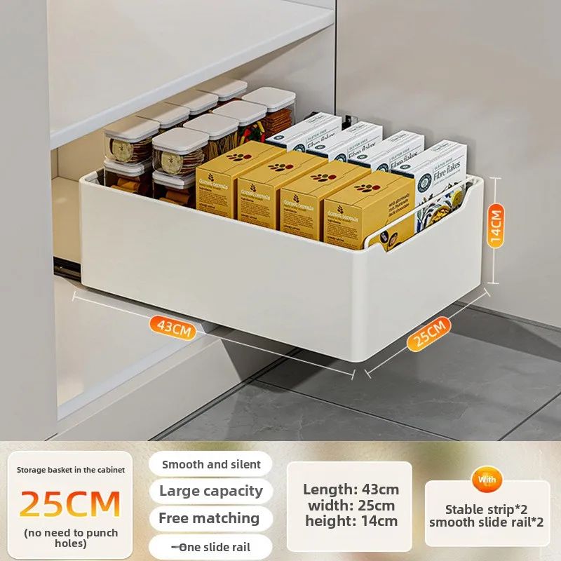 PullOut Kitchen Cabinet Organizer Sliding Storage Drawer Rack With Rails 15