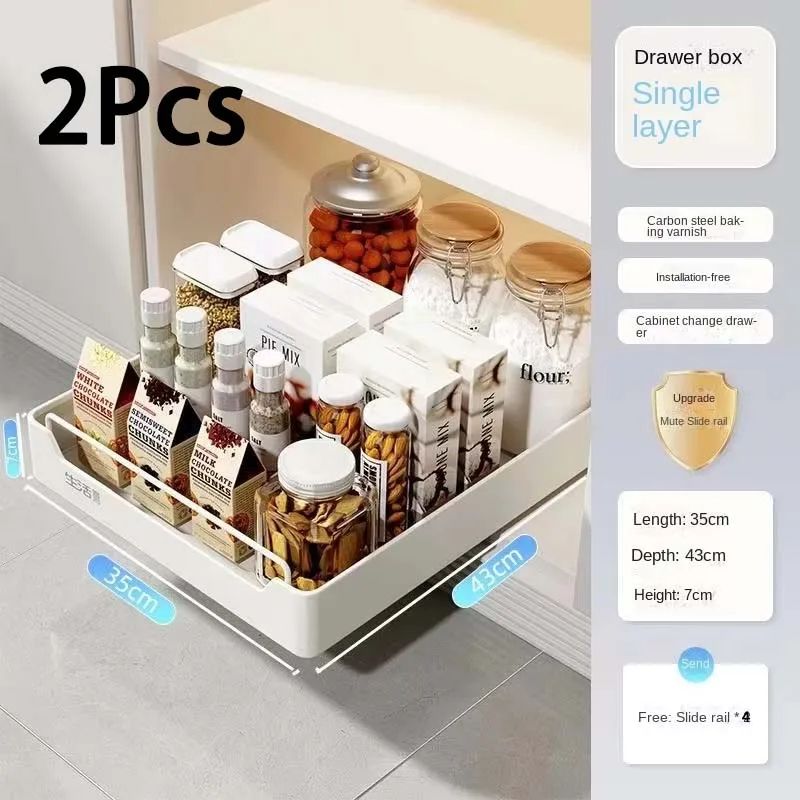 PullOut Kitchen Cabinet Organizer Sliding Storage Drawer Rack With Rails 18
