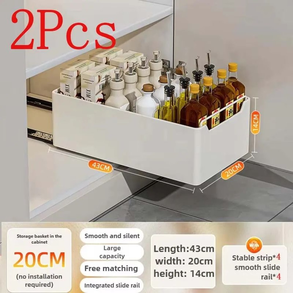 PullOut Kitchen Cabinet Organizer Sliding Storage Drawer Rack With Rails 20