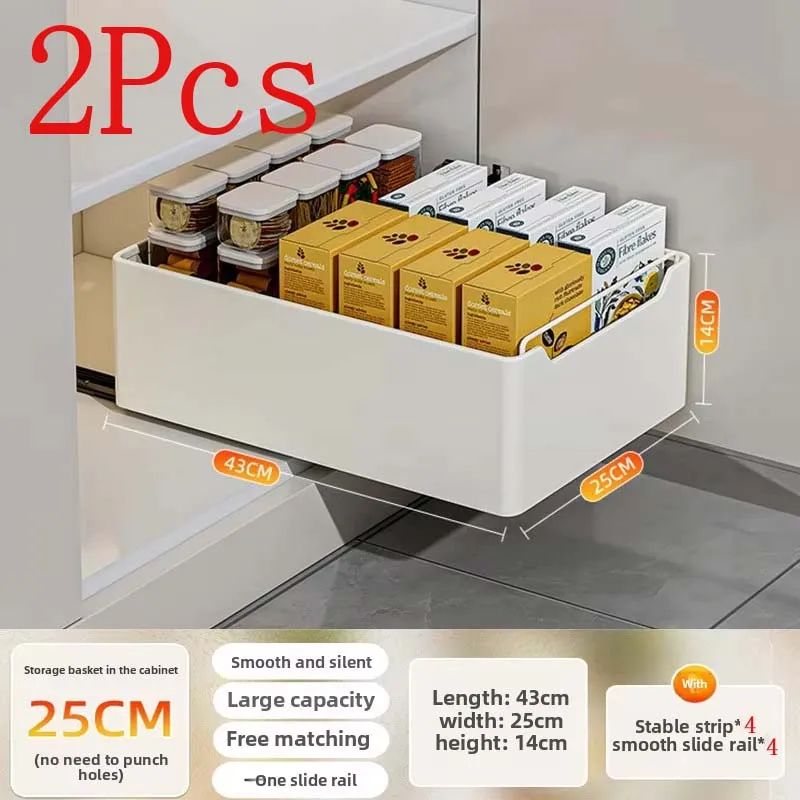 PullOut Kitchen Cabinet Organizer Sliding Storage Drawer Rack With Rails 21