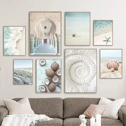 tropical ocean beach canvas wall art print aesthetic summer landscape poster