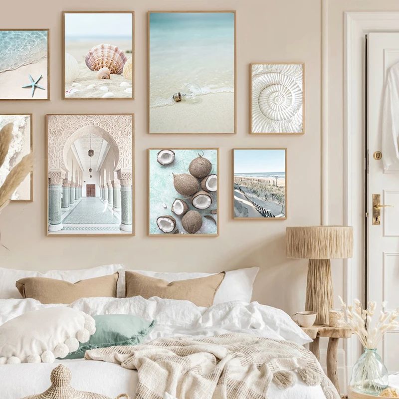 Tropical Ocean Beach Canvas Wall Art Print Aesthetic Summer Landscape Poster 1