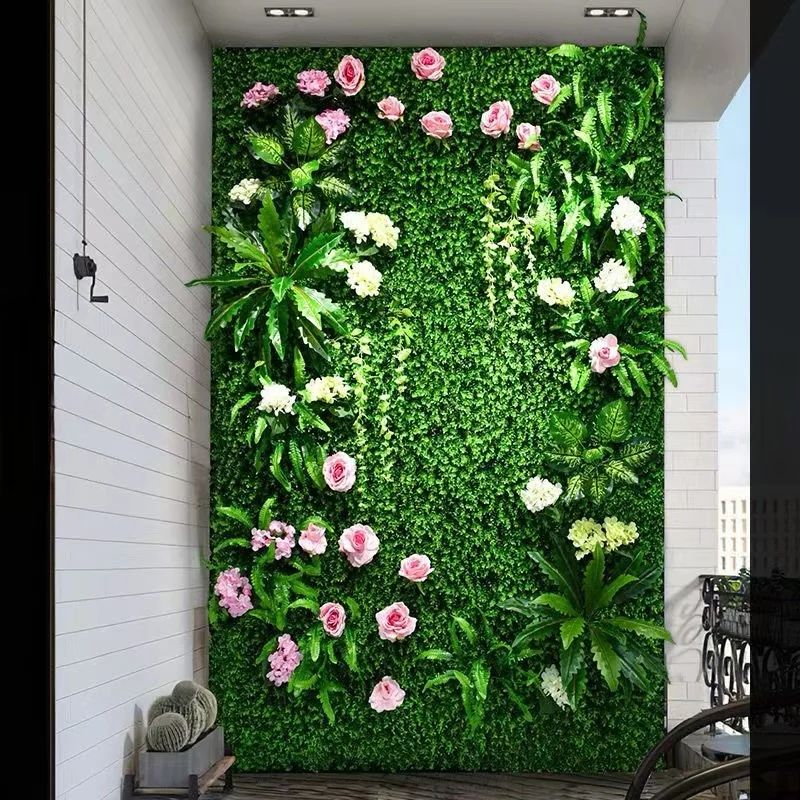 Artificial Grass Wall Panel Faux Green Moss Backdrop For Wedding Home Decor 0