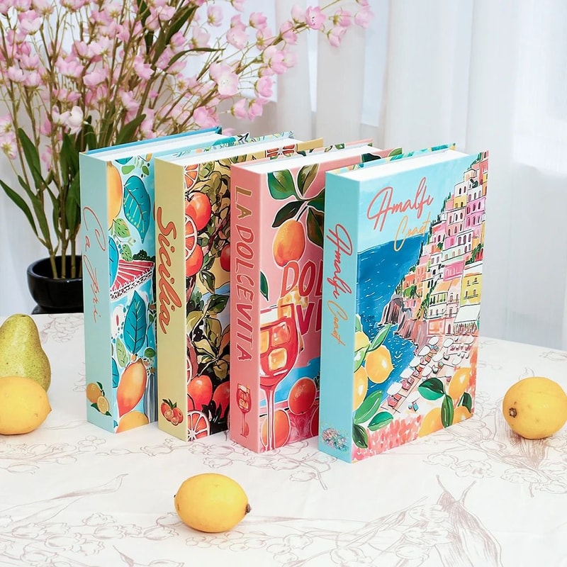 Decorative Fake Book Storage Box Coffee Table Home Decor Organizer Amalfi Travel Series 1