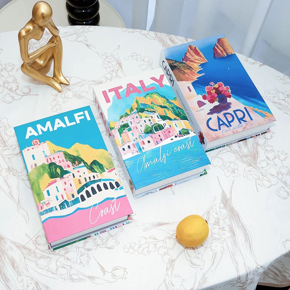 Decorative Fake Book Storage Box Coffee Table Home Decor Organizer Amalfi Travel Series 2