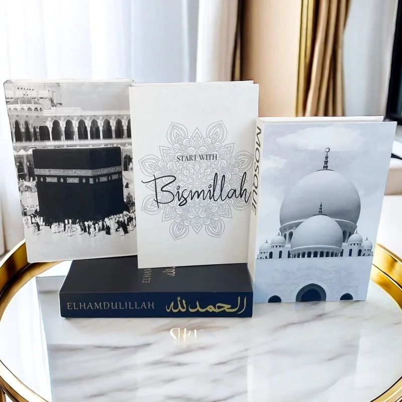 Islamic Mosque Kabaa Decorative Fake Book Storage Box Coffee Table Home Decor 1