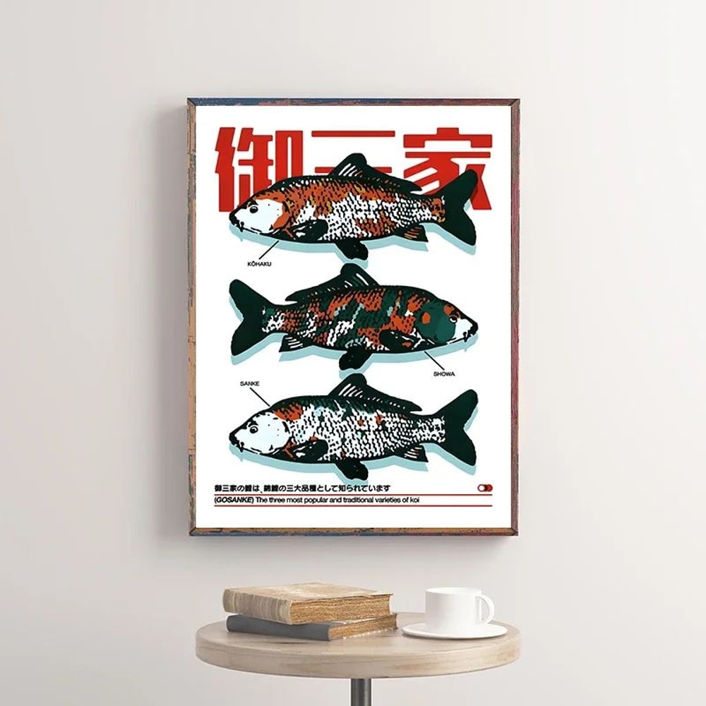 Japanese Retro Koi Bonsai Canvas Wall Art Vintage Botanical Travel Poster 3