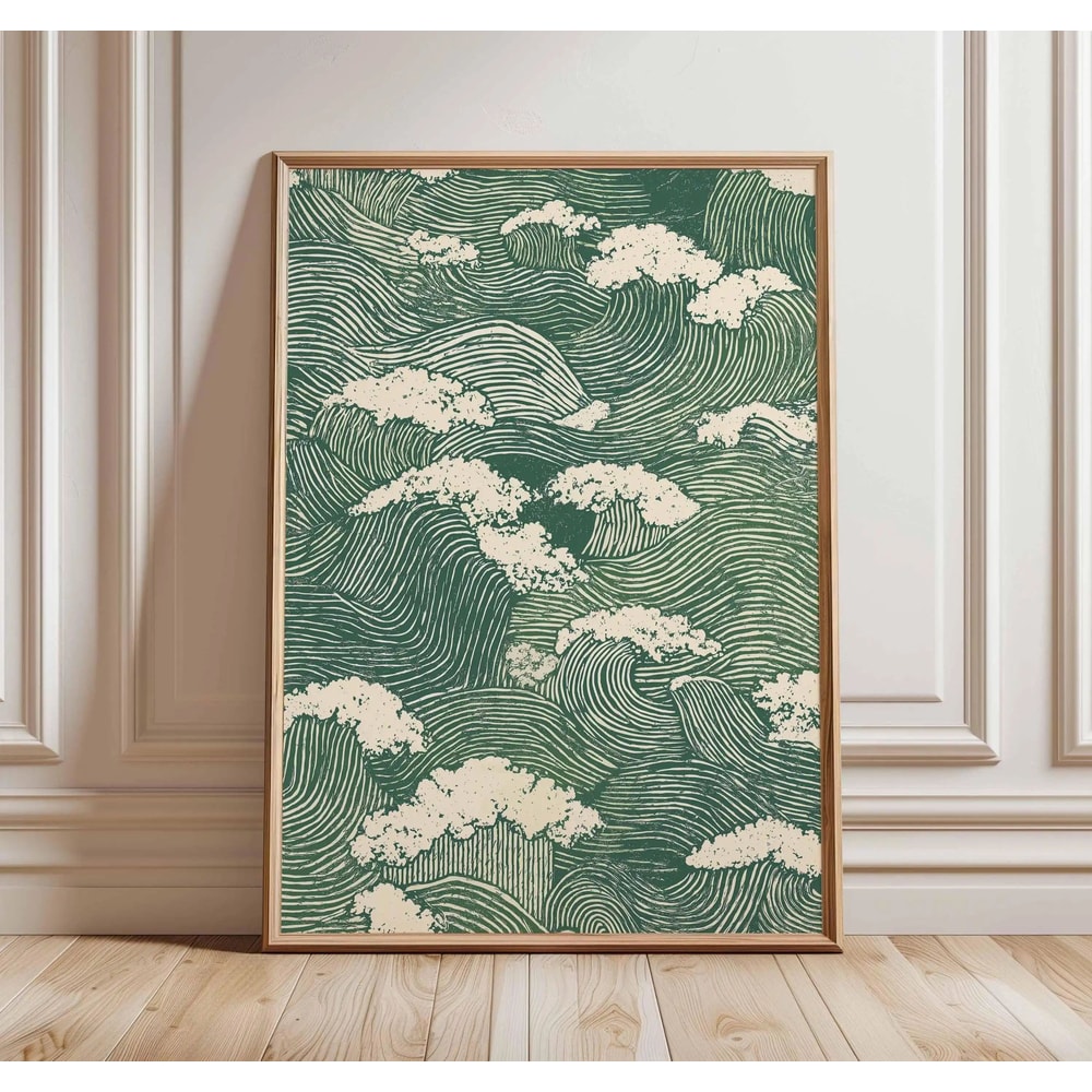 Japanese Crane Ukiyoe Canvas Wall Art Vintage Red Sun Oriental Poster 2