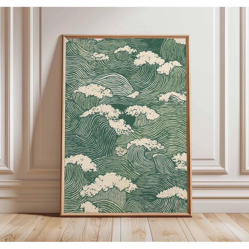 Japanese Crane Ukiyoe Canvas Wall Art Vintage Red Sun Oriental Poster 2
