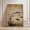 Japanese Crane Ukiyoe Canvas Wall Art Vintage Red Sun Oriental Poster 7