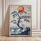 Japanese Crane Ukiyoe Canvas Wall Art Vintage Red Sun Oriental Poster 15