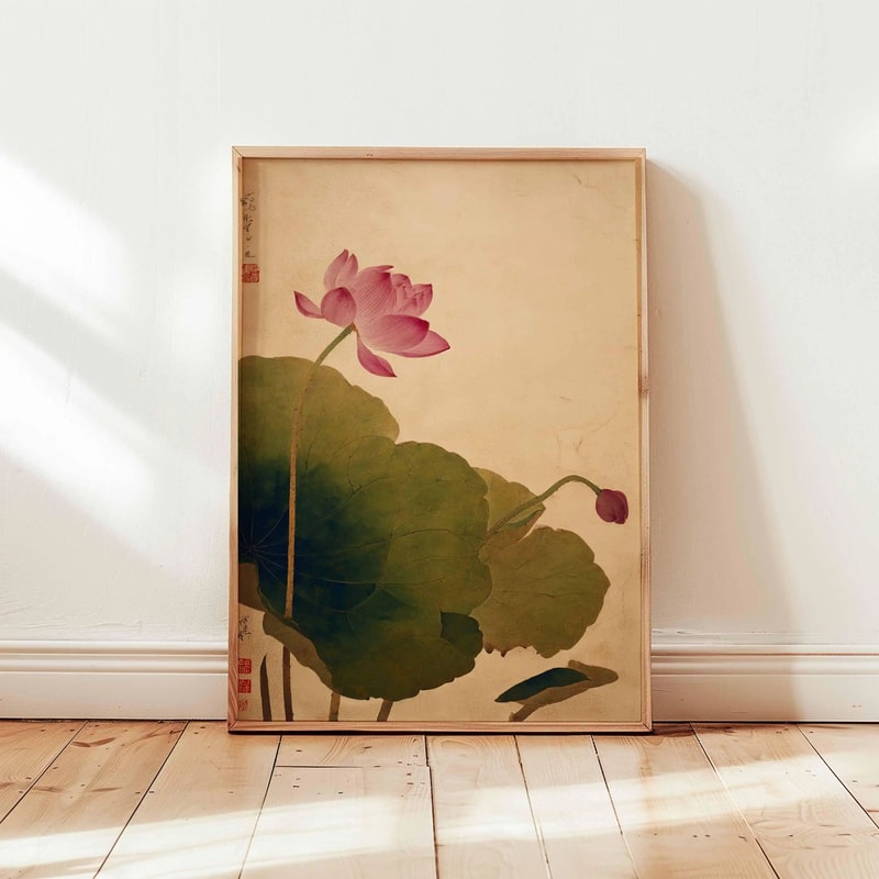 Japanese Crane Ukiyoe Canvas Wall Art Vintage Red Sun Oriental Poster 25