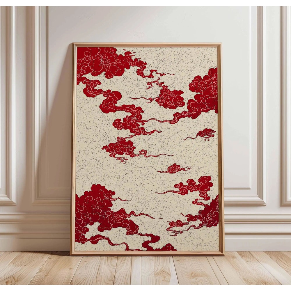 Japanese Crane Ukiyoe Canvas Wall Art Vintage Red Sun Oriental Poster 26