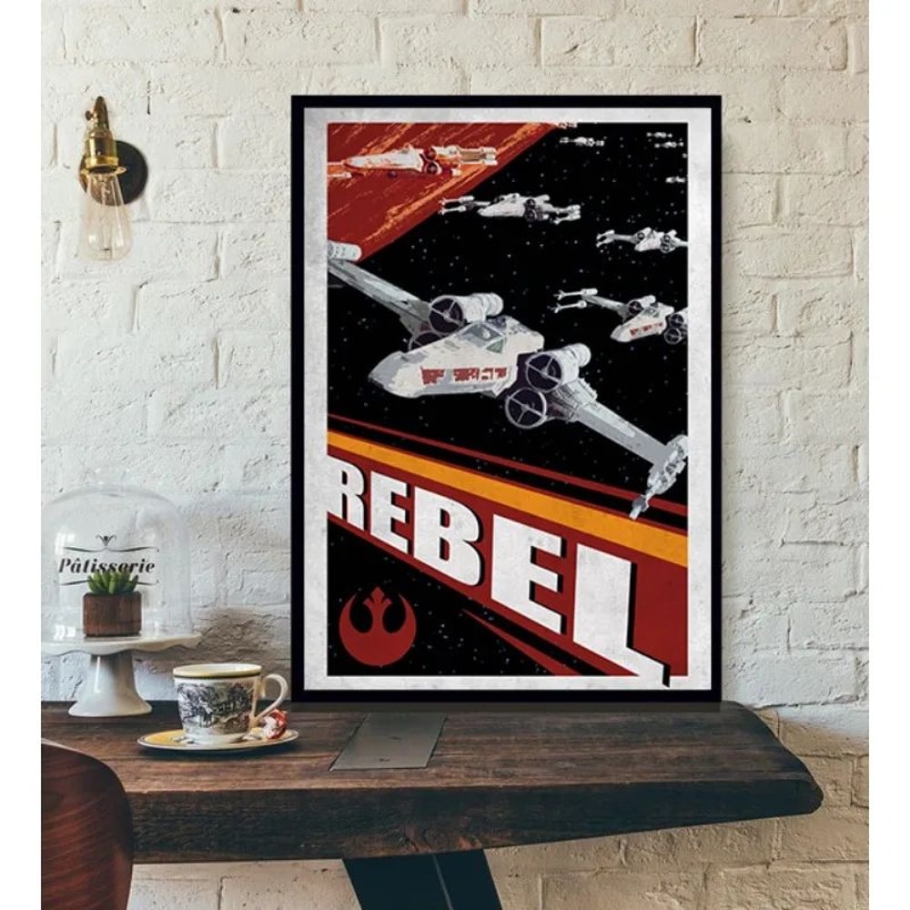 Retro Space Movie Poster Canvas Wall Art Galactic Planet Tatooine Print 1