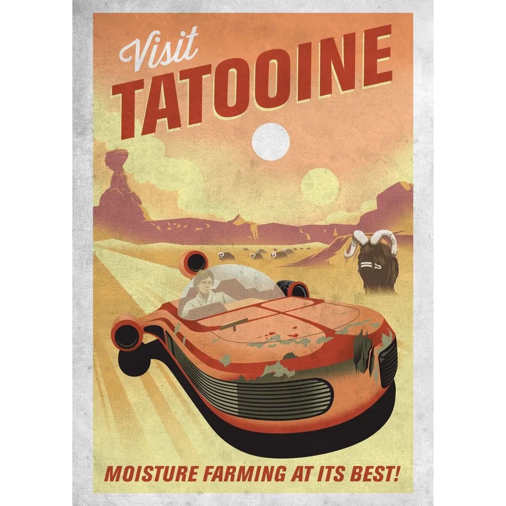 Retro Space Movie Poster Canvas Wall Art Galactic Planet Tatooine Print 7