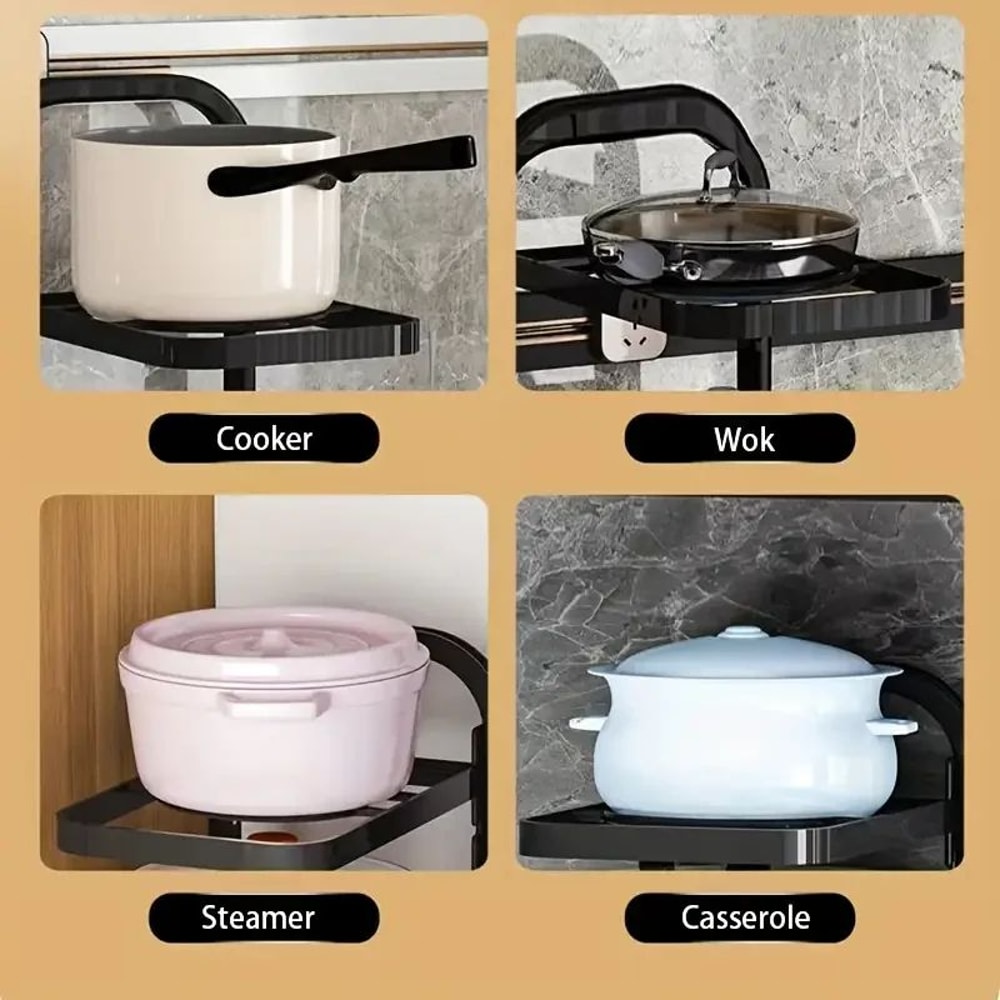 Adjustable Pot Rack Organizer Stainless Steel Under Sink Kitchen Storage Shelf 3