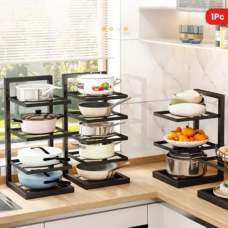 Adjustable Pot Rack Organizer Stainless Steel Under Sink Kitchen Storage Shelf 4