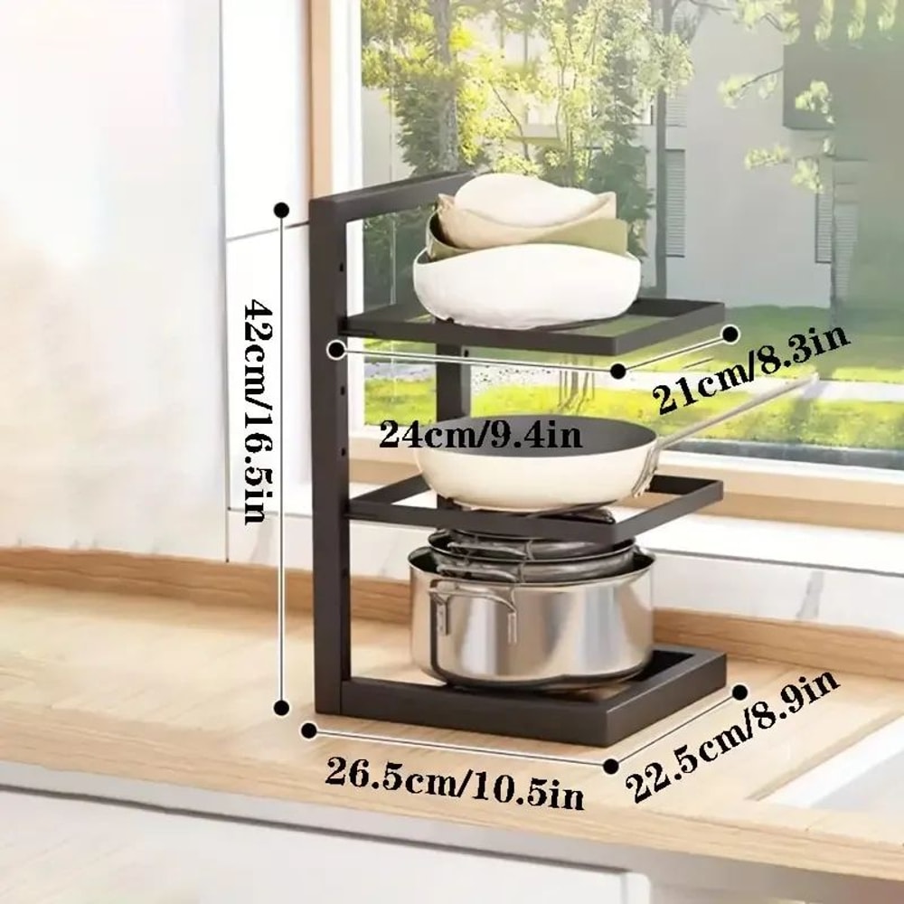Adjustable Pot Rack Organizer Stainless Steel Under Sink Kitchen Storage Shelf 6