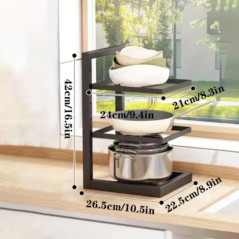 Adjustable Pot Rack Organizer Stainless Steel Under Sink Kitchen Storage Shelf 6