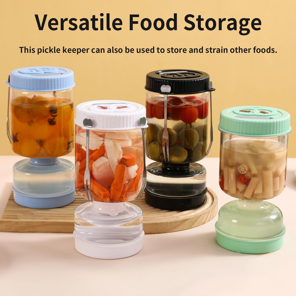 Glass Pickle Jar With Strainer Airtight Olive Storage Container Hourglass Design 0