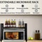 Expandable Microwave Oven Rack Kitchen Storage Shelf With 6 Hooks Organizer Holders 5