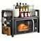 Expandable Microwave Oven Rack Kitchen Storage Shelf With 6 Hooks Organizer Holders 6