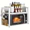 Expandable Microwave Oven Rack Kitchen Storage Shelf With 6 Hooks Organizer Holders 7