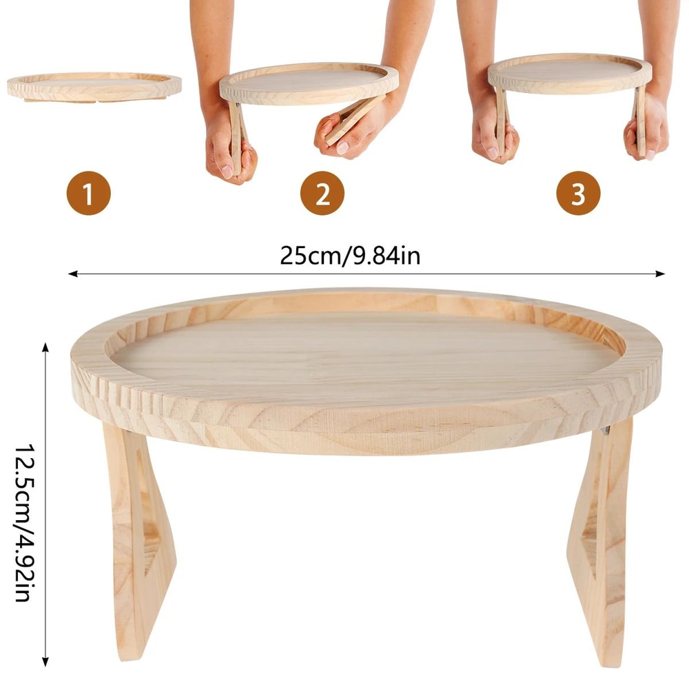 Wood Sofa Arm Tray Table With Cup Holder Folding Couch Armrest Organizer 14