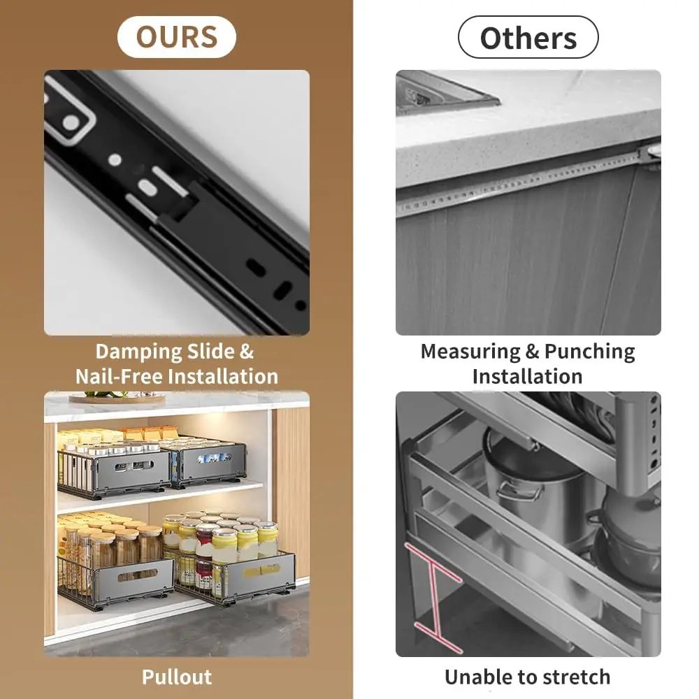 URluna Pull Out Cabinet Organizer Kitchen Storage Rack Sliding Spice Drawer Shelf 4