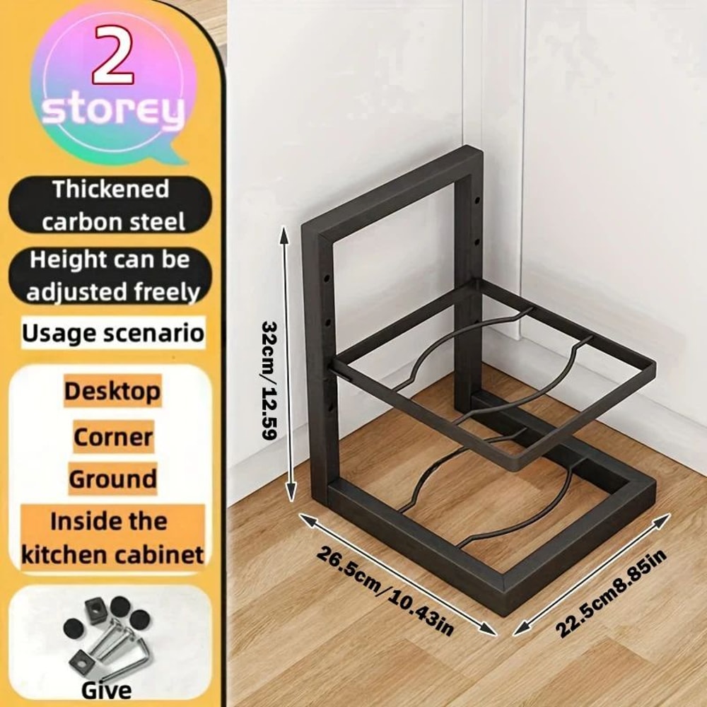 Adjustable Pot Rack Organizer Stainless Steel MultiLayer Kitchen Pot Pan Storage Rack 6
