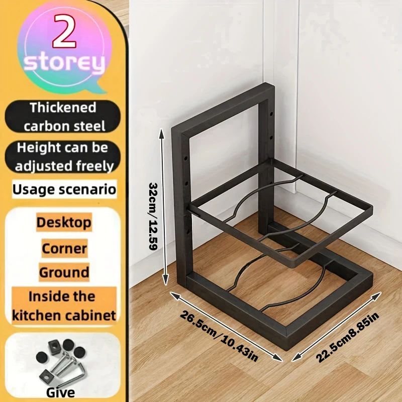 Adjustable Pot Rack Organizer Stainless Steel MultiLayer Kitchen Pot Pan Storage Rack 6