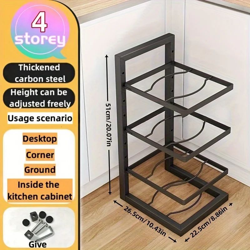 Adjustable Pot Rack Organizer Stainless Steel MultiLayer Kitchen Pot Pan Storage Rack 8