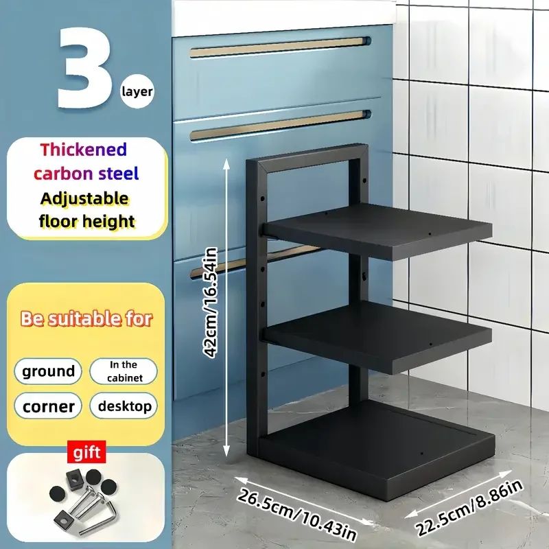 Adjustable Pot Rack Organizer Stainless Steel MultiLayer Kitchen Pot Pan Storage Rack 12