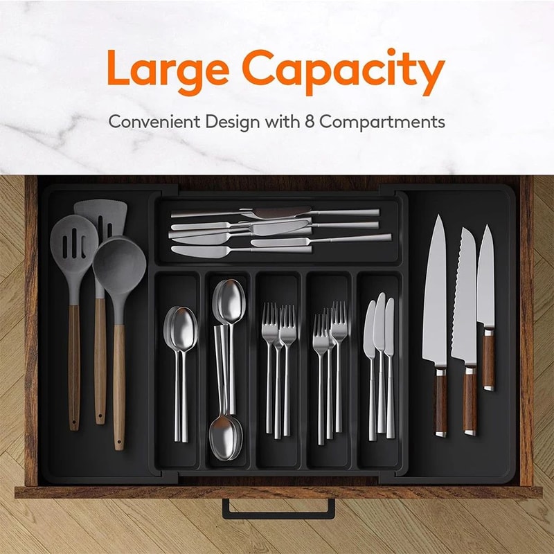 LMETJMA Expandable Silverware Organizer Tray Adjustable Kitchen Drawer Cutlery Holder 1
