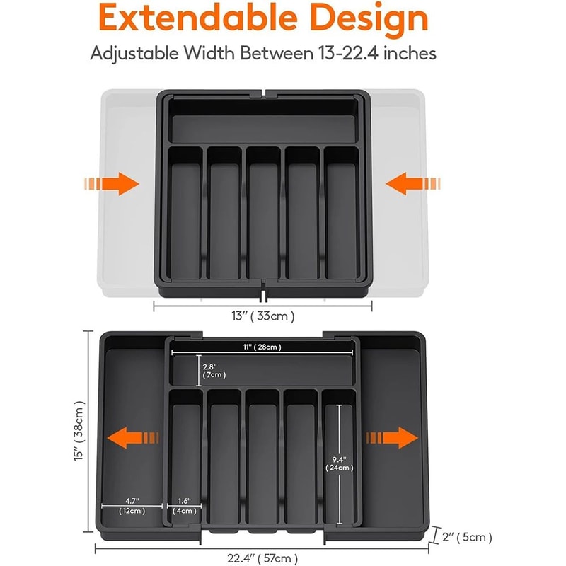 LMETJMA Expandable Silverware Organizer Tray Adjustable Kitchen Drawer Cutlery Holder 5