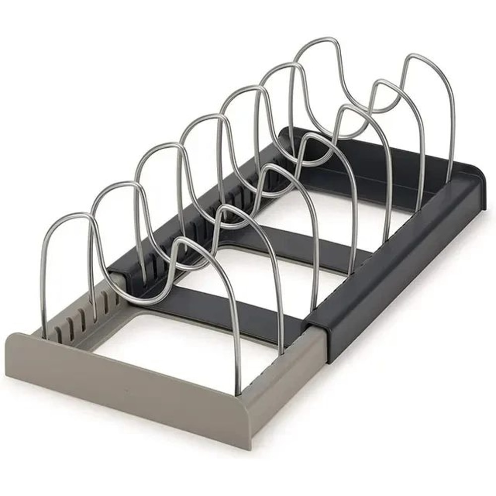 Expandable Stainless Steel Pot Lid Organizer Rack Adjustable Cookware Storage Holder 6