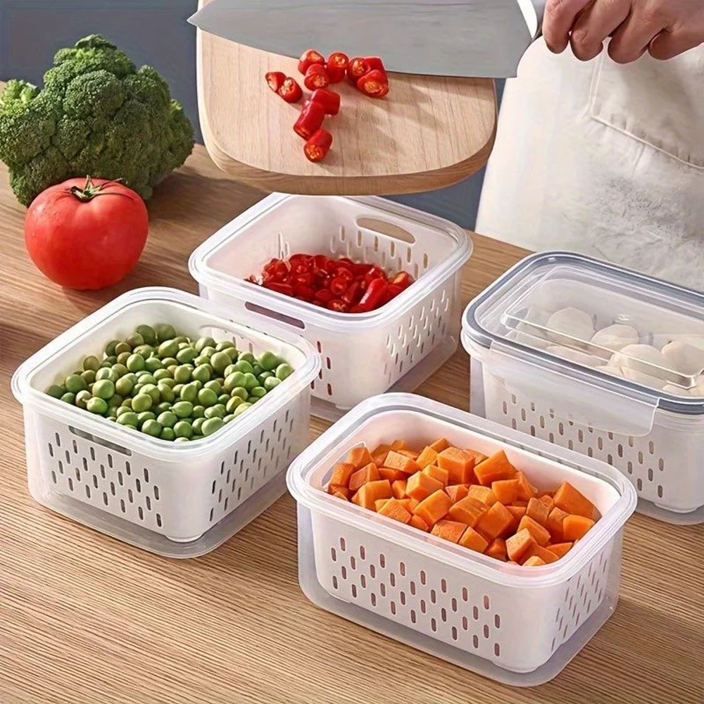 Fridge Food Storage Containers With Lids Strainer Fresh Produce Organizer Set 0