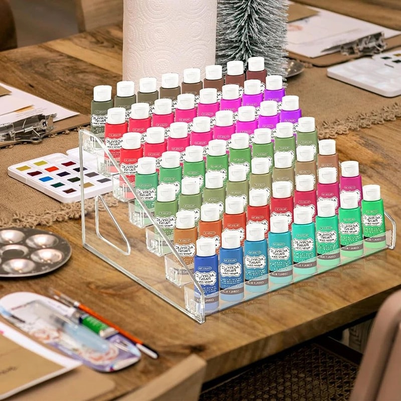Transparent Mini Paint Storage Rack 7Layer Craft Watercolor Paint Organizer 1