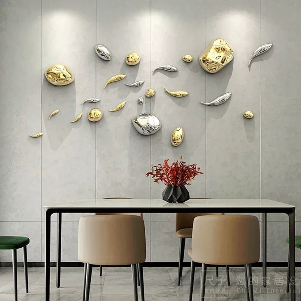 3D Golden Stone Wall Decor Panels Luxury Faux Stone Background Wall Hanging For Modern Room Decora 1
