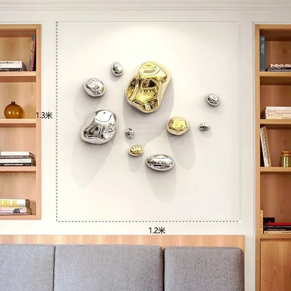 3D Golden Stone Wall Decor Panels Luxury Faux Stone Background Wall Hanging For Modern Room Decora 5