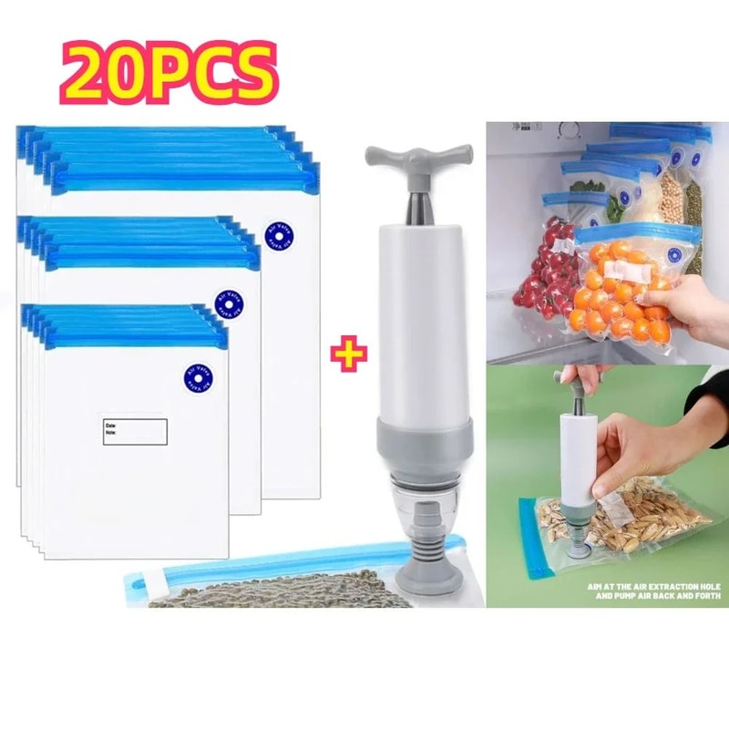 Reusable Vacuum Food Storage Bags With Air Valve Pump Fresh Keeping Sealer Bags For Meat Snacks V 5
