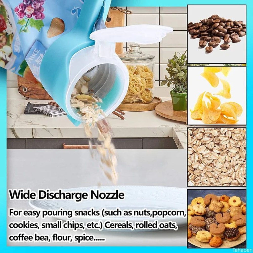 Reusable Snack Bag Sealing Clip With Pour Spout Fresh Keeping Food Storage Clamp For Kitchen Trav 2