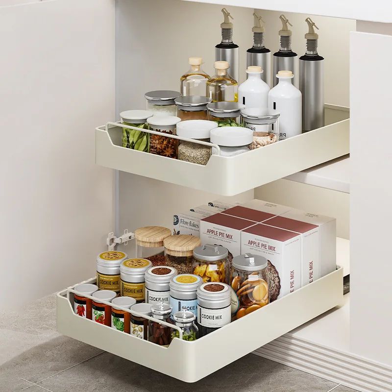 PullOut Kitchen Cabinet Organizer Drawer Metal Slide Rail Storage Rack For Spices Kitchen Essenti 1