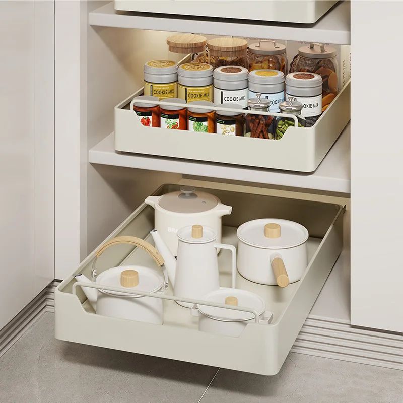 PullOut Kitchen Cabinet Organizer Drawer Metal Slide Rail Storage Rack For Spices Kitchen Essenti 0