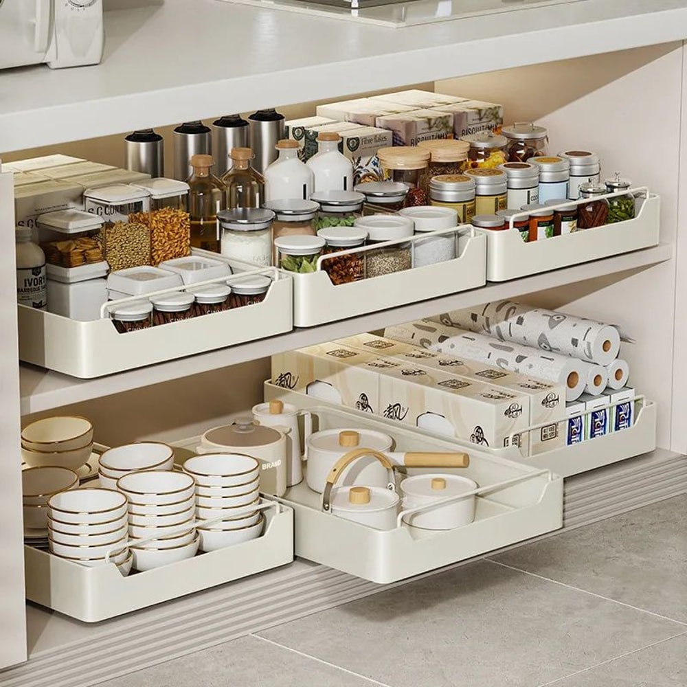 PullOut Kitchen Cabinet Organizer Drawer Metal Slide Rail Storage Rack For Spices Kitchen Essenti 4