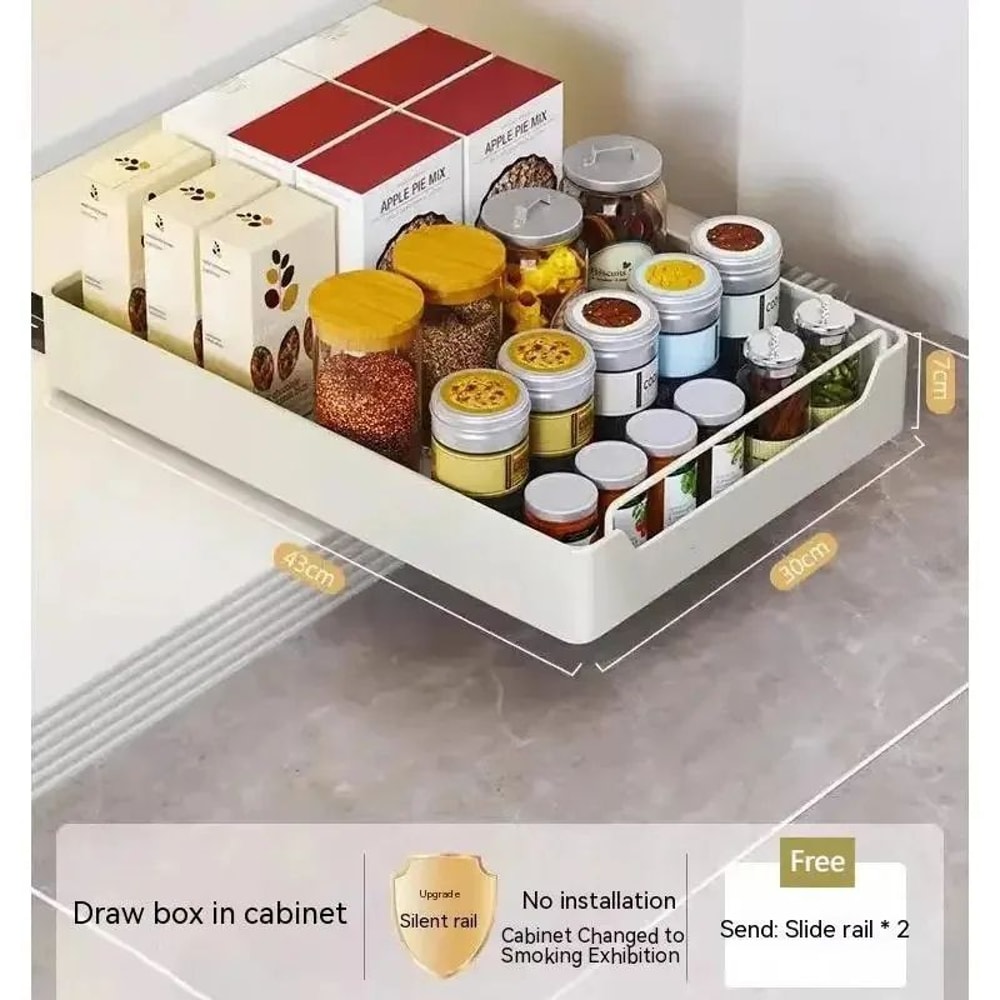PullOut Kitchen Cabinet Organizer Drawer Metal Slide Rail Storage Rack For Spices Kitchen Essenti 5