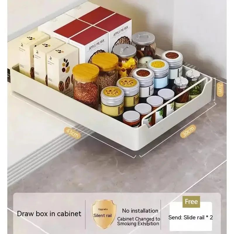 PullOut Kitchen Cabinet Organizer Drawer Metal Slide Rail Storage Rack For Spices Kitchen Essenti 5